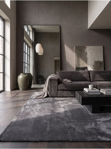 KADIMA DESIGN Teppich Hochflor Uni rutschhemmend weich wohnlich Wohnzimmer in Anthrazit