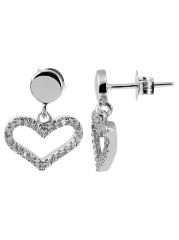 Adeliás Damen Anhänger – Herzanhänger aus 925 Silber mit Zirkonia in silber