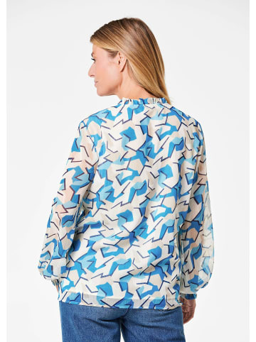 GOLDNER Kurzgröße:  Bluse Bluse in blau / gemustert