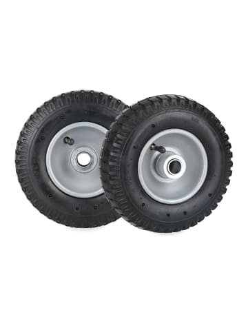 relaxdays 2 x Schubkarrenrad in Schwarz/ Silber - 2.50-4
