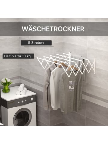 HOMCOM Wäscheständer-63,5L x 60B x 20H cm-Weiß