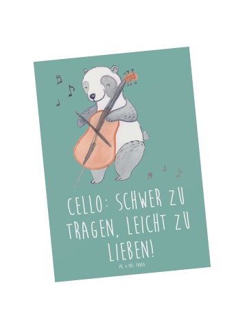 Mr. & Mrs. Panda Postkarte Cello Liebe mit Spruch in Meeresbrise