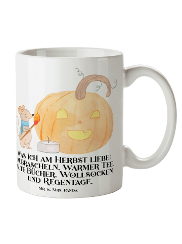 Mr. & Mrs. Panda Kaffeetasse Kürbis Maus mit Spruch in Weiß