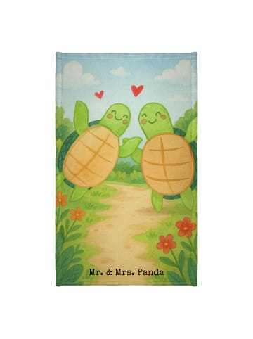 Mr. & Mrs. Panda Gästehandtuch Schildkröten Paar Design ohne Spruch in Weiß