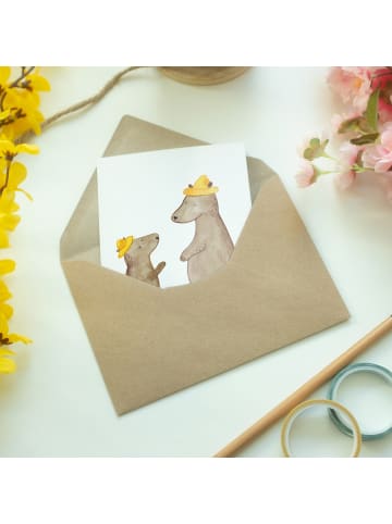 Mr. & Mrs. Panda Klappkarte Bären mit Hut ohne Spruch in Weiß