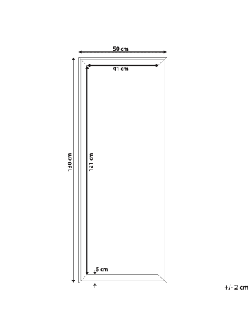Beliani Wandspiegel BENON in Weiß/Grau - (W) 50 x (H) 130 x (L) 3 cm Vertikal