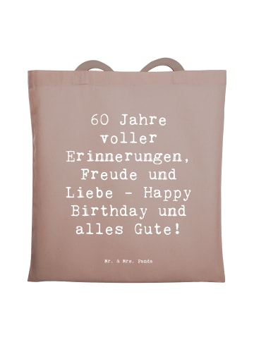 Mr. & Mrs. Panda Tote Bag Spruch 60. Geburtstag Glückwunsch mit ... in Braun Pastell