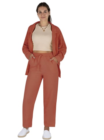 Janice Damen Musselin Hemdbluse mit langer Hose in Terracotta