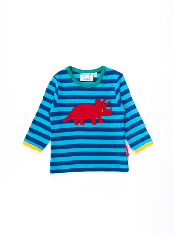 Toby Tiger Langarmshirt mit Triceratops Applikation in blau