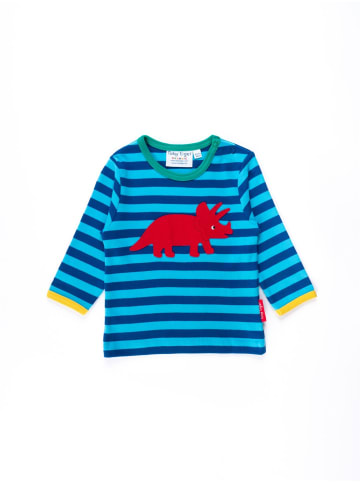 Toby Tiger Langarmshirt mit Triceratops Applikation in blau