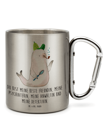 Mr. & Mrs. Panda Teetasse Robbe Sherlock mit Spruch in Silber