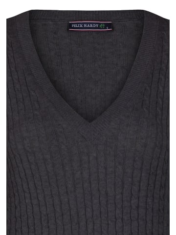 Felix Hardy Feinstrick Zopfmuster V-Ausschnitt Pullover in Anthrazit
