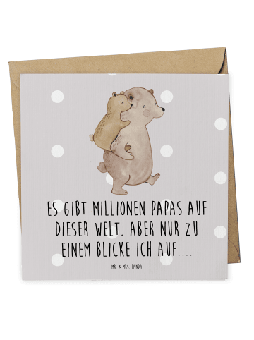 Mr. & Mrs. Panda Einladungskarte Papa Bär mit Spruch in Grau Pastell