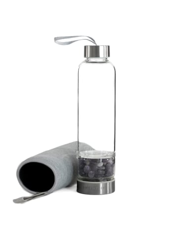 Intirilife Trinkflasche Wasserflasche mit Heilsteinen in Amethyst