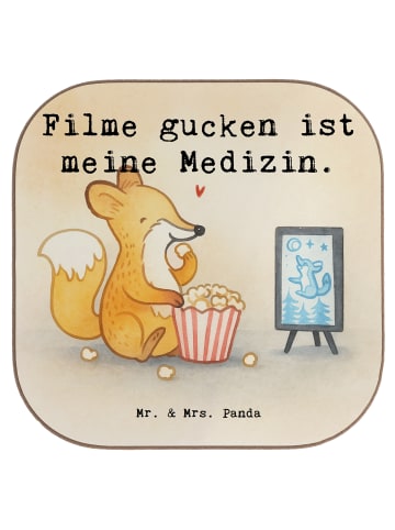 Mr. & Mrs. Panda Untersetzer für Gläser Fuchs Filme gucken Desig... in Weiß
