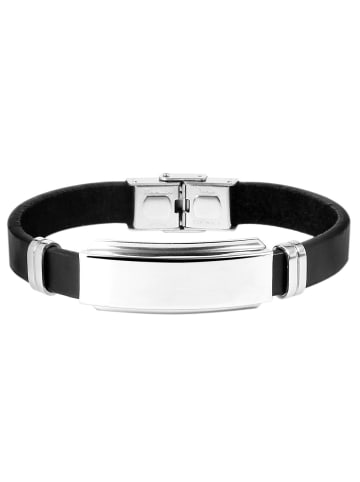 Adeliás Herren Armband aus Leder 21 cm in schwarz