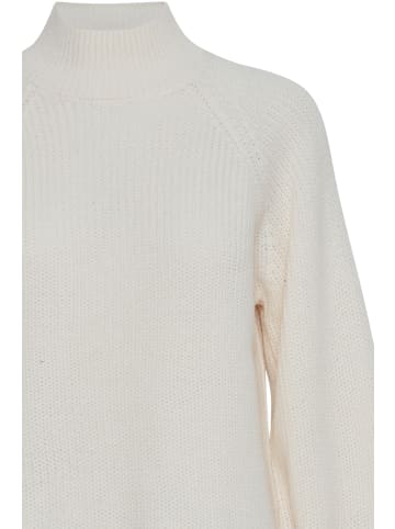b.young Grobstrick Pullover mit Ballonärmeln Sweater mit Kragen in Weiß