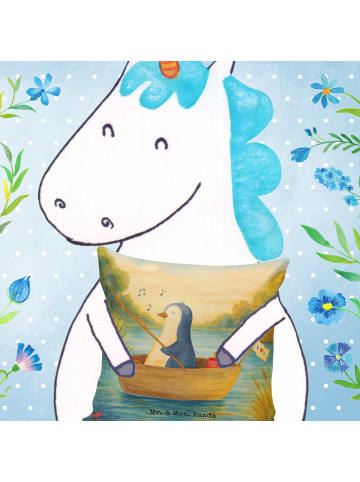 Mr. & Mrs. Panda Couchkissen Pinguin Angelboot Design ohne Spruch in Weiß