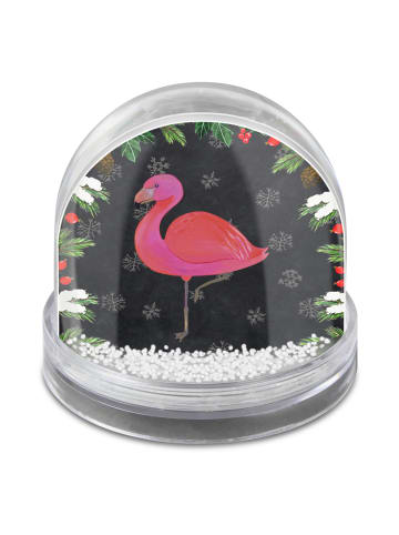 Mr. & Mrs. Panda Weihnachts Schneekugel Flamingo Classic mit Spruch in Kreidetafel