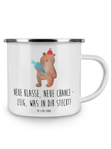Mr. & Mrs. Panda Emaille Tasse Erster Schultag Neue Klasse mit S... in Weiß