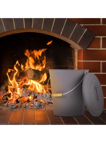 relaxdays Ascheeimer in Grau - 24 l
