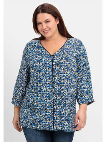 sheego Bluse in tiefblau gemustert