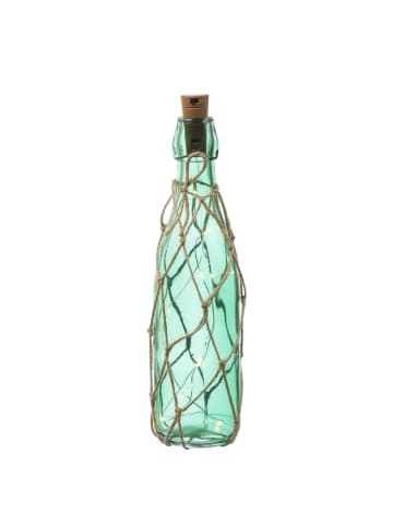 MARELIDA LED Dekoflasche mit Juteseil Leuchtflasche H: 28cm in dunkelgrün