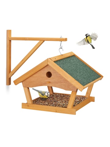 relaxdays Vogelfutterhaus in Natur - (B)42,5 x (H)35 x (T)40,5 cm