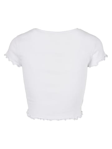 Urban Classics Urban Classics Damen Ladies Cropped Button Up Rib Tee in white