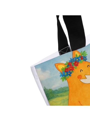 Mr. & Mrs. Panda Strandtasche Fuchs Blumen Design mit Spruch in Weiß