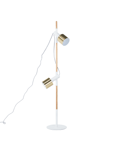 Beliani Stehleuchten OWENS in Weiß/Gold/Braun - (W) 28 x (H) 125 x (L) 28 cm