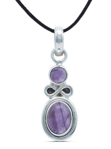 mantraroma 925er Silber - Kettenanhänger (L) 10 x (B) 31 mm mit Amethyst