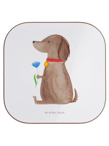 Mr. & Mrs. Panda gläseruntersetzer Hund Blume ohne Spruch in Weiß