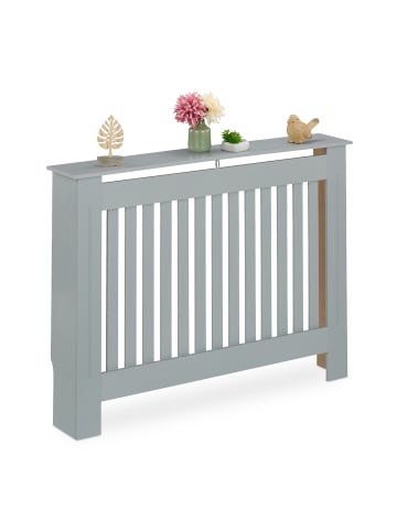 relaxdays Heizkörperverkleidung "Landhaus" in Grau - (B)112 x (H)83 x (T)19 cm