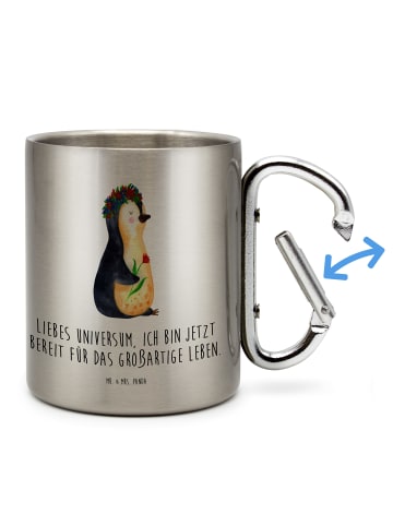 Mr. & Mrs. Panda Thermobecher Pinguin Blumen mit Spruch in Silber