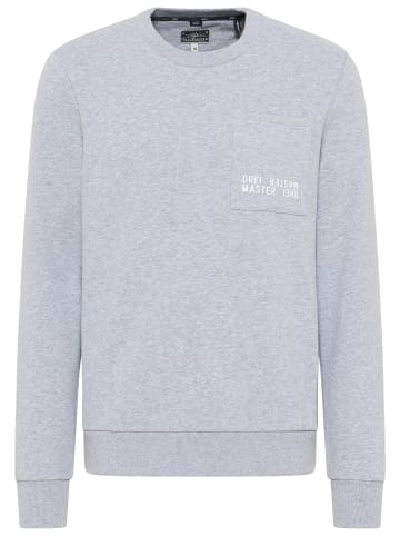 DreiMaster Maritim Herren Sweatshirt Mit Rundhals in Hellgrau Melange