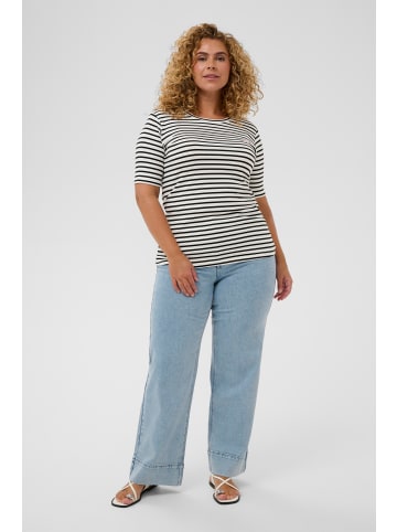 KAFFE curve T-shirt KClia Regular fit in Chalk/deep black stripe flower