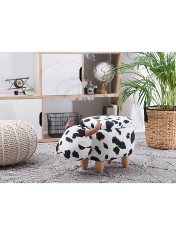 Beliani Tierhocker COW in Weiß/Schwarz/Braun - (W) 60 x (H) 35 x (L) 32 cm