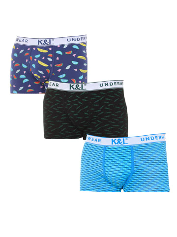 Kisses and Love 3er-Set: Boxershorts in Multicolored