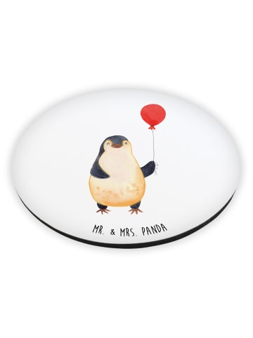 Mr. & Mrs. Panda Rund Magnet Pinguin Luftballon ohne Spruch in Weiß