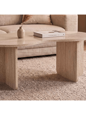 CALICOSY Couchtisch MOSS in Travertin - (W)110  x (H)40  x (L)60 cm