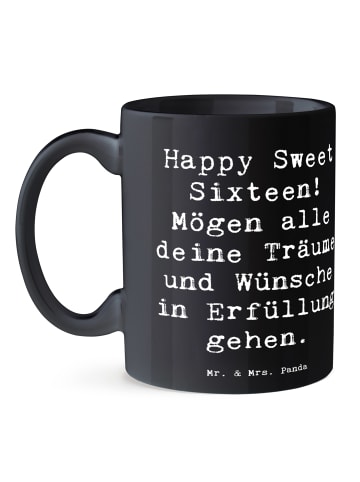Mr. & Mrs. Panda cappuccinotasse Spruch 16. Geburtstag mit Spruch in Schwarz