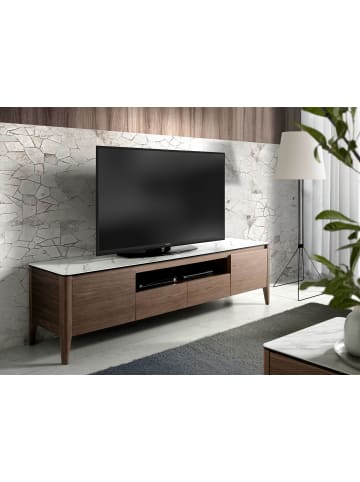 Angel Cerdá TV-Schrank 3083 in Weiß / Walnuss – (B)200 x (H)45 x (T)51 cm