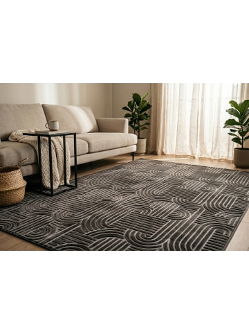 Vivorum Wohnzimmer Teppich – Kurzflorteppich Calma 125 in Anthrazit