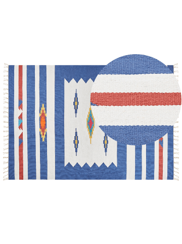 Beliani Kelim VARSER in Bunt/Blau/Weiß - (W) 200 x (L) 300 cm