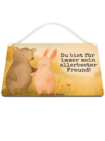 Mr. & Mrs. Panda Schild Bär und Hase Umarmen Design mit Spruch in Weiß