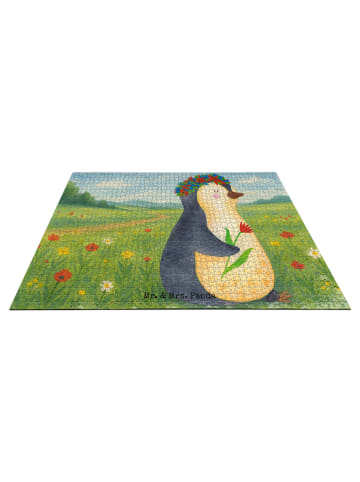 Mr. & Mrs. Panda Puzzle Pinguin Blumen Design ohne Spruch in Weiß