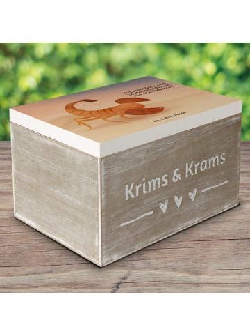 Mr. & Mrs. Panda truhe holz Sternzeichen Skorpion Design mit Spruch in Weiß