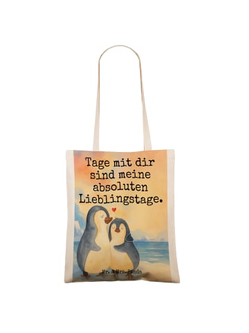 Mr. & Mrs. Panda Tragetasche Pinguin umarmen Design mit Spruch in Weiß