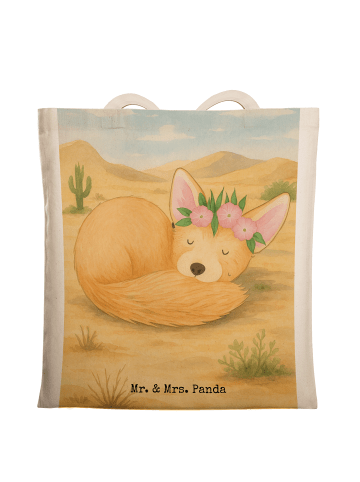 Mr. & Mrs. Panda Tasche Wüstenfuchs Blumen Design ohne Spruch in Weiß